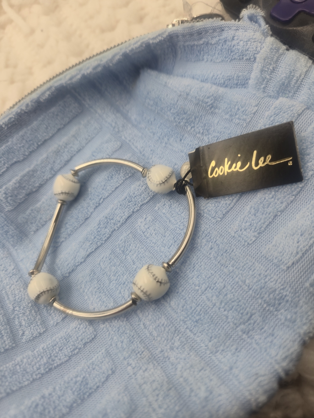 Cookie Lee White Bead Silver-Tone Women's Bracelet